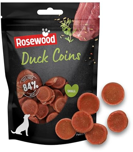 Rosewood Duck Coins for Dogs - Made with Real Meat, Rawhide Free Chews, Grain Free, High Protein, Small Dog Treats, Great for Training (100g)