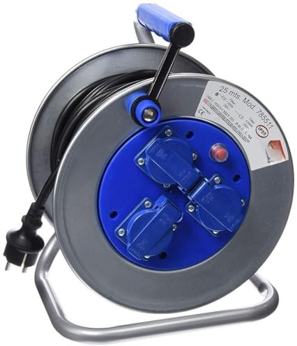 Enrollacables 3T 25m extensible 3x2,5mm IP55 con tapas, ideal para conexiones eléctricas seguras en exteriores.