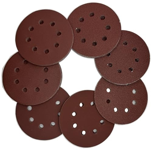 Aventurine 72pcs Sanding Discs, 125mm/5-inch Sandpaper Set, Hook and Loop, 8 Holes, 40/60/80/120/180/240/320 Mixed Grits Assorted for Random Orbital Sander