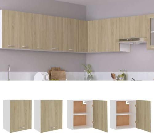 Myheimly Hängeschränke 2 STK. Sonoma-Eiche 50x31x60 cm Holzwerkstoff Küchenschrank Küchenzeile Küchenmöbel Unterschrank Küchenunterschrank Schrank