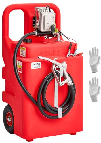 VEVOR Tanque de Combustible Portátil 540 x 465 x 1070 mm con Bomba de Transferencia de Combustible Eléctrica 15 GPM, Manguera, Boquilla Manual, Contenedor de Combustible para Diésel y Gasolina