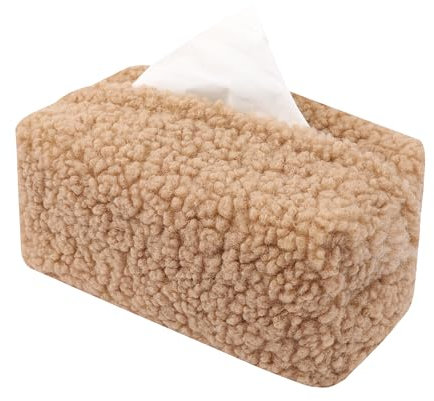 Tissue Box Cover Rectangular 7(L) x 5.2(W) x 5.2(H) for Vanity Night Stand Table Tissue Bag Tissue Dispenser Box Holder Bathroom，Office， Cosmetic Bag (Brown)