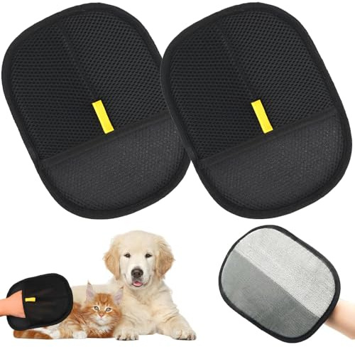 Pipihome Fellmagnet, 2 Stück Tierhaarentferner Handschuh, Fell Magnet Handschuh für Hunde & Katzen, Doppelseitige Katzenbürste Handschuhe, Pet Hair Remover Für Kleidung, Sofas