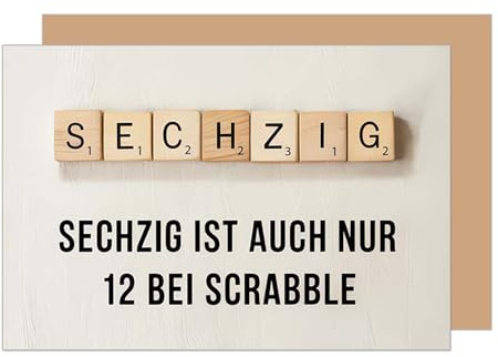 Edition Seidel Premium Glückwunschkarte zum 60. Geburtstag mit Umschlag. Geburtstagskarte Karte mit Spruch für Mann Frau Freund Freundin lustig Humor Scrabble (G3816 SW025)