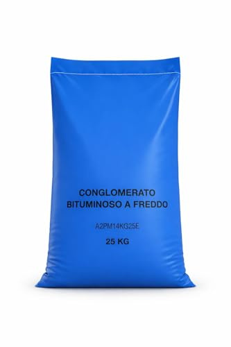 Asfalto a Freddo Stradale Conglomerato Bituminoso per Riparazione di Buche su Strada e Marciapiedi Pronto all'uso 25kg