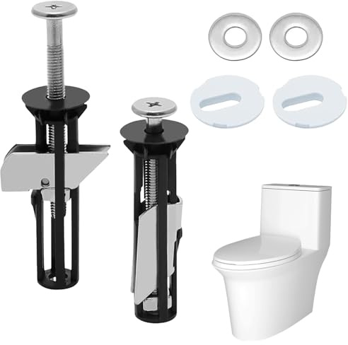 Juego de tornillos universales para tapa de inodoro, juego de tornillos para la mayoría de tapas de inodoro, agujeros de 14 – 20 mm (2 unidades)