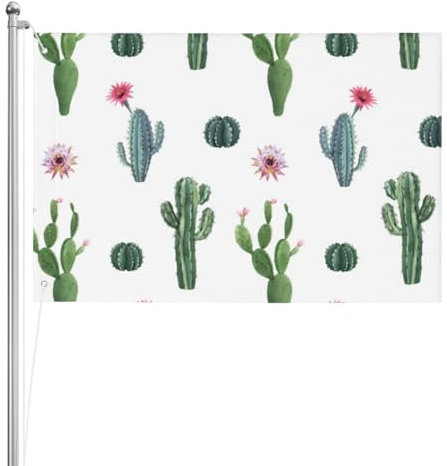 Cactus suculentos con flores de cactus,Bandera decorativa para jardín, de doble cara, de 2 x 3 pies, para exteriores e interiores.
