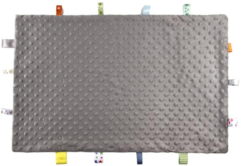 SHDGFB Couverture sensorielle de jour pour adultes souffrant de démence - Couverture de sécurité douce en coton et peluche avec étiquettes - Produits Alzheimer Busy - 45 cm x 65 cm (gris)