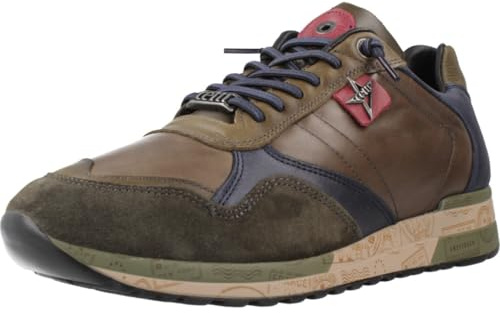 Cetti - Zapato Casual de Piel, cordón elástico, Suela Volumen de Goma,Sneakers, para: Hombre Color: Kaki Talla:43