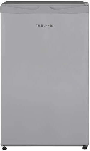 TELEFUNKEN CF-33-101-S2 Kühlschrank mit Gefrierfach (nur für Eiswürfel) | Freistehend, 89 Liter Nutzinhalt, Kühlschrank klein mit Gemüsefach, LED-Beleuchtung, Türanschlag wechselbar, silber