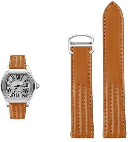 hoosouk Uhrenarmband Mit Schnellverschluss Für Die Cartier Roadster-Serie W6206018 Mit Faltschließe(Khaki-silver-A,19mm-width)