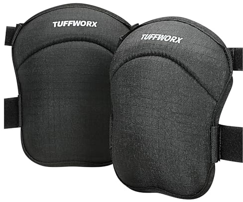 TUFFWORX Anti-Slip Knee Pads Work, Gardening Knee Pads with Adjustable Straps for Gardeners, Workers, Sports, Black, 1 Pairs