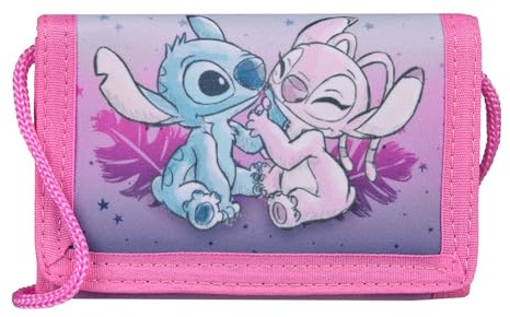 Undercover Lilo & Stitch Geldbeutel für Kinder, Rosa Pink, Brustbeutel mit Kordel, 9 x 2 x 13 cm, Portemonnaie für Jungen und Mädchen