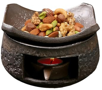 DAWCBVJQ Brûleur À Huile en Céramique,Poêle à Thé Céramique Compact | Réchauffeur De Bougies Fondantes - pour Chambre, Salon, Cuisine, Salle de Bain