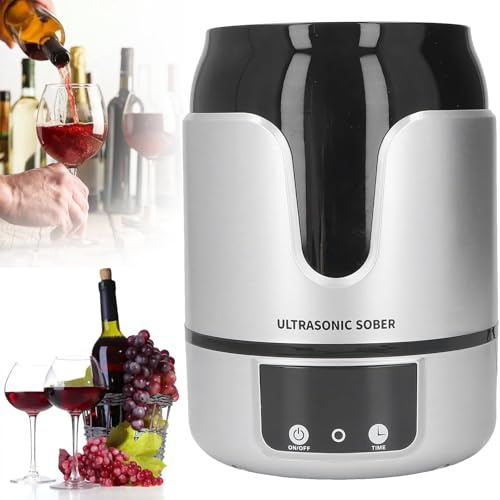 DPQYJPP Decantador eléctrico airear Vino, aireador y dispensador Vino portátil, con 5 temporizadores Ajustables (180/360/540/720/900s), 3-15 Minutos, para doméstico, Club, Bar, Restaurante. Grey