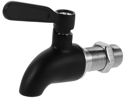 BESPORTBLE Grifo Dispensador de Bebidas de Acero Inoxidable 304 Boquilla Negra de 16 MM para Cubo y Jarra Grifo para Garrafas y Dispensador de Agua Resistente a Fugas y Uso en Cocina y