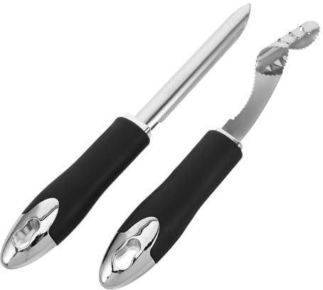 SHINEOFI Descorazonador de Jalapeños y Pimientos de Acero Inoxidable, Juego 2 Piezas Cabezal Acanalado y Borde Dentado, Extractor Rápido para Frutas y Verduras en Cocina Doméstica