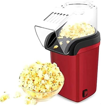 1200 W Popcorn Machine, Hot Air Popcorn Machine, PP and PC Materials, Make Popcorn Easy, Red, Pack of 1