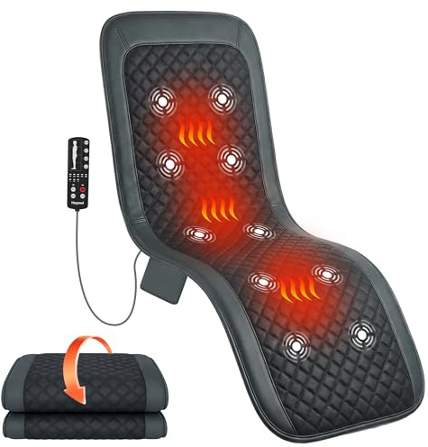 Heycool Full Body Massage Mat with Heat [2026 Upgraded], 10-Motor Vibration Massage Pad for Chair Bed Sofa, 2 Heat Levels, 5 Massage Modes, Foldable Memory Foam Back Massager for Home Office