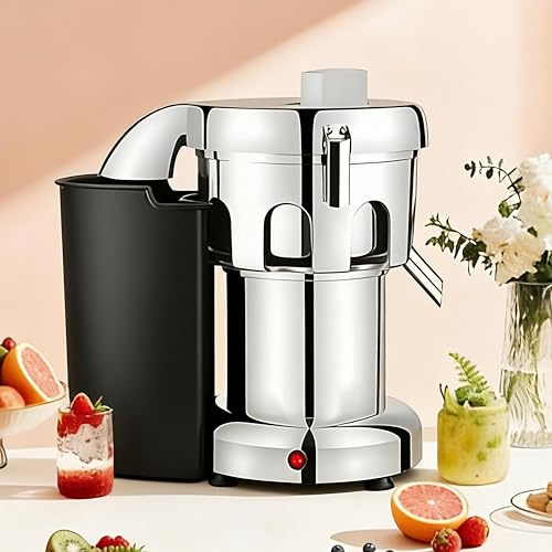 QIUNAOZI Extractor de Jugo Comercial de 110 V/220 V, Extractor centrífugo eléctrico,2800 RPM,cantidad de Jugo de 80-100 kg/h,Capacidad del Cubo de Descarga de residuos de 1500 ml,para Frutas/Verduras