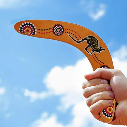 Chiyyak Boomerang in Legno Fatto a Mano Che Ritorna Giocattolo Sportivo per Adolescenti e Adulti, Gioco Divertente per Bambini, Legno Non Tossico 36 * 6 Cm (Giallo)