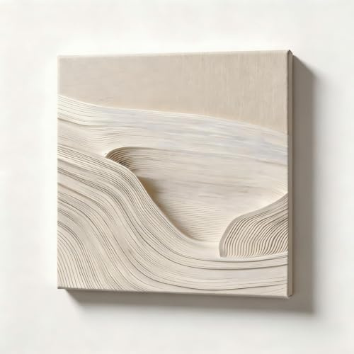 RGsixiot Arte Pared Lienzo Relieve Ola Abstracta Estilo Minimalista | Impresión Lienzo Patrón Textura Salón Dormitorio Oficina Cocina Decoración Interior Hogar(80x80cm/Sin marco)