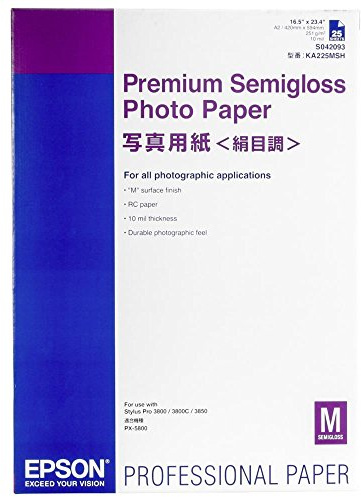 Epson C13S042093 Premium Semi Gloss Photo Papier Inkjet 251 g / m2 A2, 25 Blatt Pack