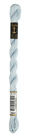 Anchor Stickgarne, 100% Baumwolle, blasshellblau, Stärke 5, 21m, 4585000-01031