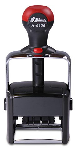 Stempel mit eigenem Text und Datum, Shiny H-6106, 56 x 33 mm, robuster Stativstempel mit Datumsfeld – Stempel für Posteingang, Wareneingang usw.