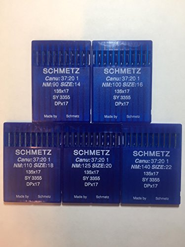 SCHMETZ 50 agujas para máquina de coser de pie de tamaño 14 16 18 20 22 135 x 17 DPx17