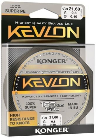 Konger Geflochtene Schnur KEVLON Black 4-Fach Braided Line Angelschnur 150m 0,06-0,20mm (0,07€/m) (0,10mm)