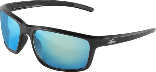 Bullhead Safety Eyewear BH2769PFT Pompano, Gafas de Trabajo Protectoras Laboratorio, Marco Negro Mate, Lentes Polarizadas Antivaho Azul, Pieza de Nariz TPR Negra y Extremos de Templo