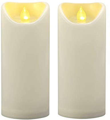 2 Stück 7,5 CM X 17,8 CM Wasserdichte Flammenlose LED Kerzen Outdoor mit Timerfunktion, Flackerndes Kunststoffharz Elektrisches Timer Stumpenkerzen für Außenbereich Laterne Terrasse Garten Deko