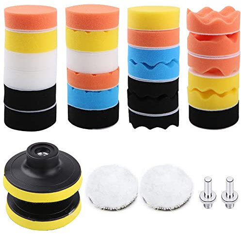 Tamponi per lucidatura della carrozzeria, Liesun 31pcs Kit di cuscinetti, spugna e lana ceretta pad per Lucidare, pastiglie kit