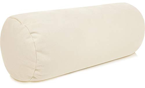 Buckwheat Neck Roll Bed Pillow Cervical Cylinder Round Bolster - Filled with US Grown Organic Buckwheat Hulls Cool Ventilation- Japanese Style - Adjustable Fill Zipper