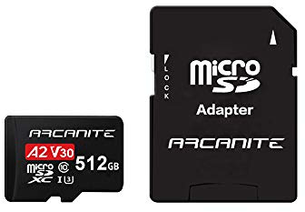 ARCANITE 512GB MicroSDXC Speicherkarte mit Adapter - A2, UHS-I U3, V30, 4K, C10, Micro SD - AKV30A2512