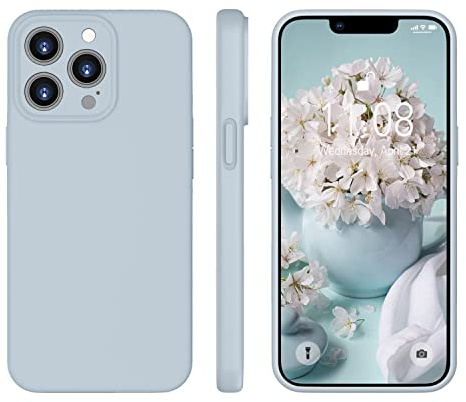 ORDA für iPhone 13 Pro Max Hülle Silikon Case, Handyhülle für iPhone 13 Pro Max Ultra Dünn mit Microfiber, Flüssig Silikon Gel Gummi Schutzhülle Matt Hülle für iPhone 13 Pro Max 6.7'' Baby Blau