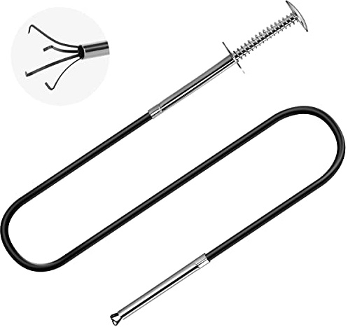 Outil de ramassage flexible de petit calibre 61 cm à quatre griffes pour ramasser des articles dans un espace étroit Outil de ramassage des déchets flexible pour baie moteur/évier de maison/boucles