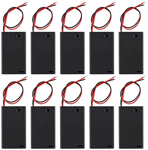 DIANN 10pcs AAA Battery Holder with Switch ON Off Case Back Cover 3X 1.5V Batteries Charger Holder Spring Clip Storage Box Cell Cable