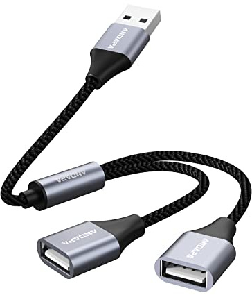 ANDAPA Divisor USB(0.3M convertidor de Cable de extensión USB de 1 Entrada y 2 Salidas para PC, Mac, Coche, Xbox One Series X/S, PS4, PS5, Laptop