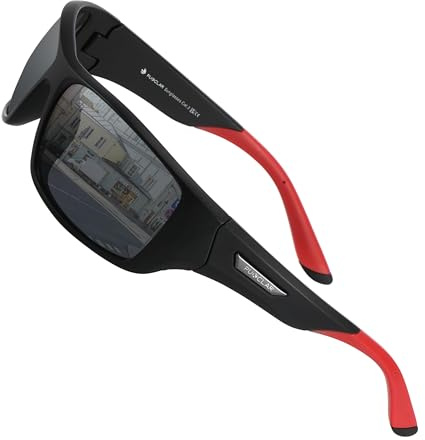 PUKCLAR Polarisierte Sport Sonnenbrille Herren Damen Radsport Fahrerbrille | Leichter TR90-Rahmen entlastet Nasenrücken. Polarisierte UV400-Kat.3-Gläser blocken UV-Strahlen, universeller Outdoor-Einsatz
