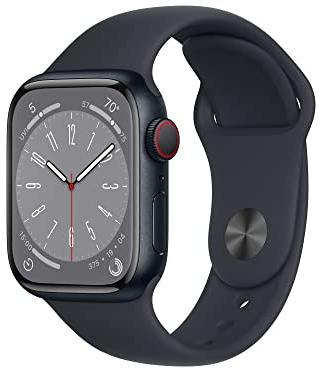 Apple Watch Series 8 (GPS + Cellular, 41MM) Midnight Aluminium Case with Midnight Sport Band (Renewed)