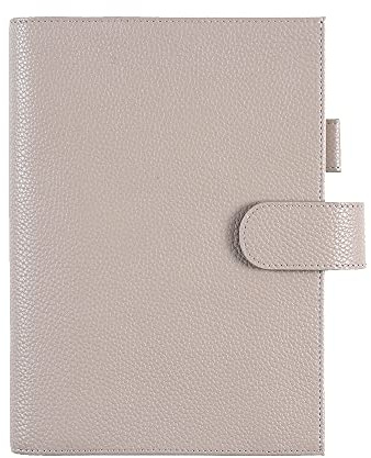 Moterm Leder Cover für A5 Notizbuch - Passt Hobonichi Cousin,Stalogy und Midori MD Planer,mit Stiftschlaufe,Kartenfächer und hintere Tasche (Kiesel-Taupe)