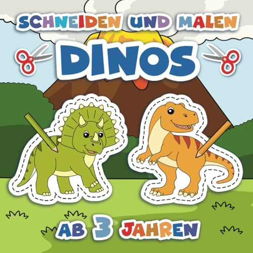 Ausschneiden für Kinder ab 3: 30 Dinosaurier zum Ausschneiden und Anmalen (Ausschneiden und Ausmalen ab 3 Jahre)