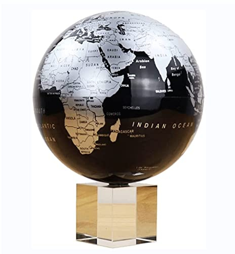VNABO Globi Geografici Elegante mappamondo con Base in Cristallo Trasparente Globo Luminoso Auto-Rotante con Diametro di 5,9 Pollici Home Decor
