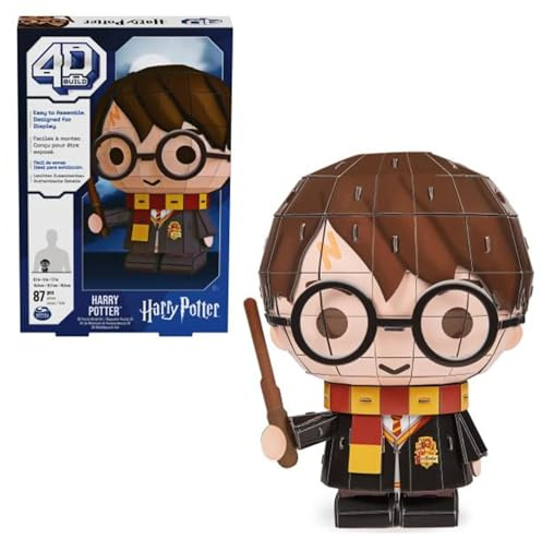 4D Build - Harry Potter - 3D-pussel av den populära filmhjälten gjord av högkvalitativ kartong, 87 delar, för fans av den magiska äventyrsserien från 12 år