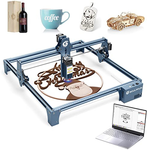 SCULPFUN S9 Lasergravierer, 90W Effekt laser graviermaschine mit 5,5W Ausgangsleistung, 0,06 mm Genauigkeit, Holzschneider für 15 mm Holz, für Holz, Acryl, Leder, Gravurbereich 410 x 420 mm