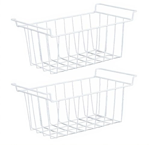 Tonysa 2 Cubos Organizadores para Congelador, Cestas de Almacenamiento para Cestas de Refrigerador, Cestas de Alambre de Metal con Asas para Congelador Vertical (49,5x24,5x20