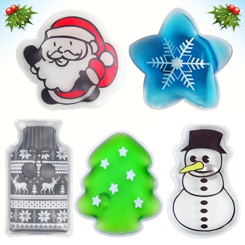 Handwärmer Taschenwärmer Wiederverwendbar, 5 Stück Weihnachten Hand Wärmer, Taschenwärmer Kinder, Schneemann, Weihnachtsmann, Fingerwärmer Wiederverwendbar, Händwärmer für Damen Kinder Warm