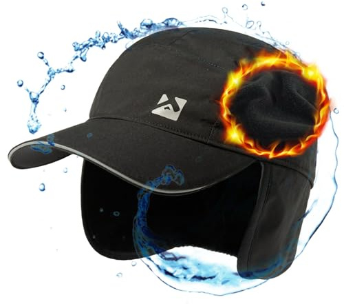 TOP-EX överdimensionerad XL XXL herr vattentät vinter baseballkeps fleece öronlappsfångare hatt för kallt väder stora huvuden, Svart, XL/XXL